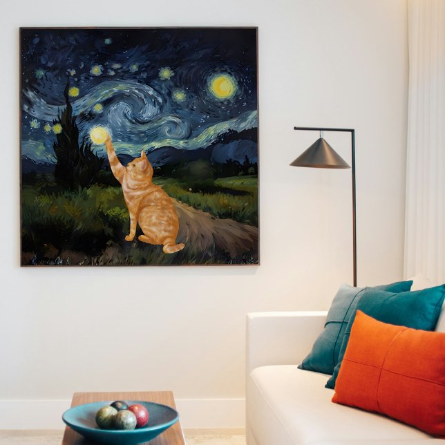 Affiche Gogh Kitty Starry Night Chat (Créateur téléchargé)