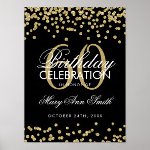 Affiche Gold 60e anniversaire Parties scintillant Confetti
