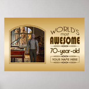 Affiche Gold 70th Birthday World's Best Custom Photo Frame