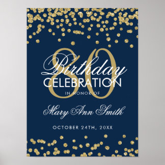 Affiche Gold 80e anniversaire Parties scintillant Confetti