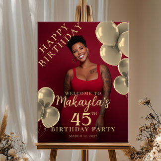 Affiche Gold balloons photo birthday welcome