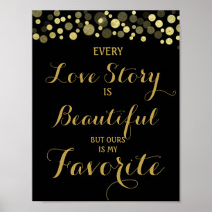 Affiche Gold & Black Chaque histoire d'amour est -signe ma