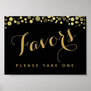 Affiche Gold & Black Faveurs fête ou signe mariage