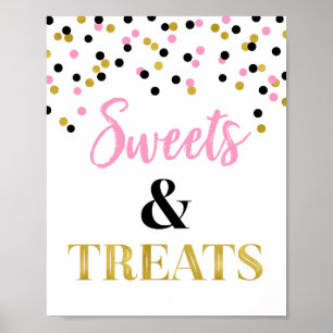 Affiche Gold Black Rose Sweets & Traitements Dessert Table