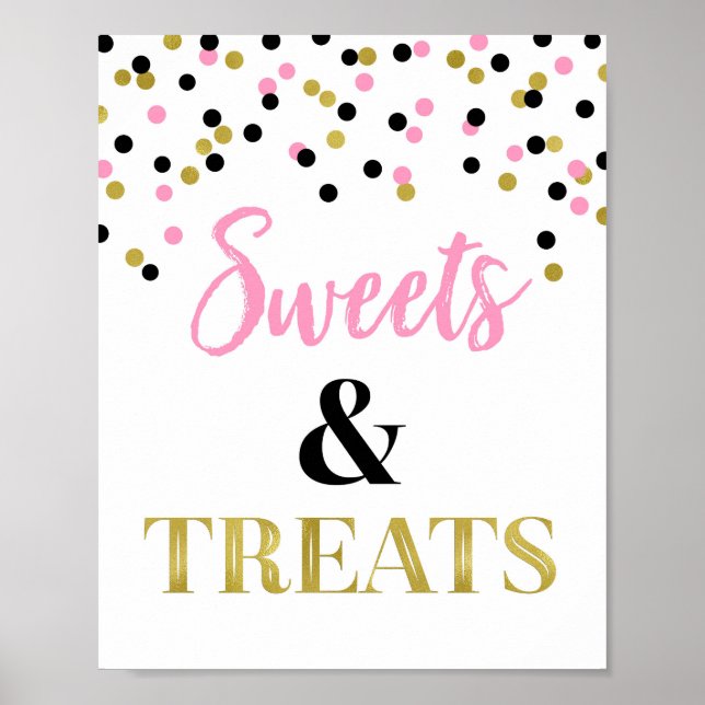 Affiche Gold Black Rose Sweets & Traitements Dessert Table (Devant)