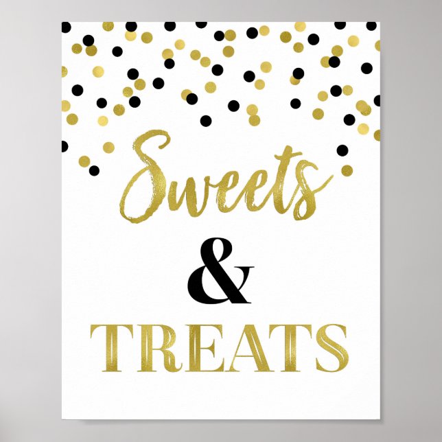 Affiche Gold Black Sweets & Traitements Dessert Table (Devant)
