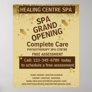 Affiche Gold Brown Glittery Physio Centre Grand Opening