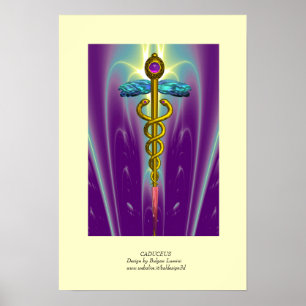 Affiche GOLD CADUCEUS Doctor ,Medical Symbol Purple Green