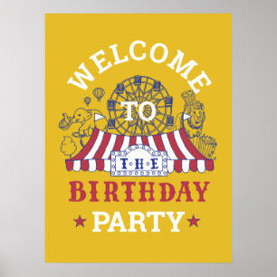 Affiche Gold Carnival Circus Baby Birthday Kids HouseParty