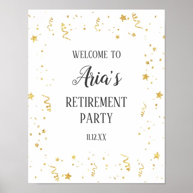 Affiche Gold Celebration Retirement Party Welcome Sign (Devant)
