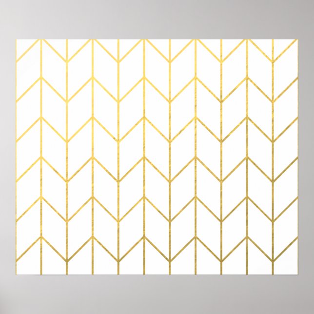 Affiche Gold Chevron White Arrière - plan Modern Chic (Devant)