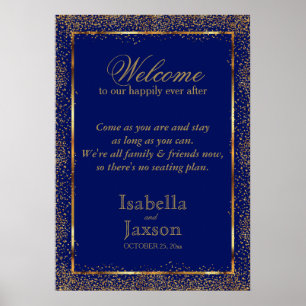 Affiche Gold Confetti and Dark Blue - Welcome