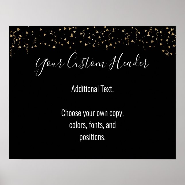 Affiche Gold Confetti Décontracté Black Do It Yself Festiv (Devant)