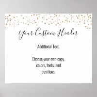 Gold Confetti Décontracté Faites-Le Vous-Même Sign