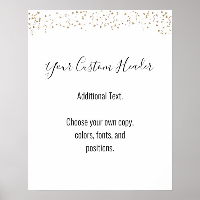 Affiche Gold Confetti Décontracté Faites-Le Vous-Même Sign (Devant)