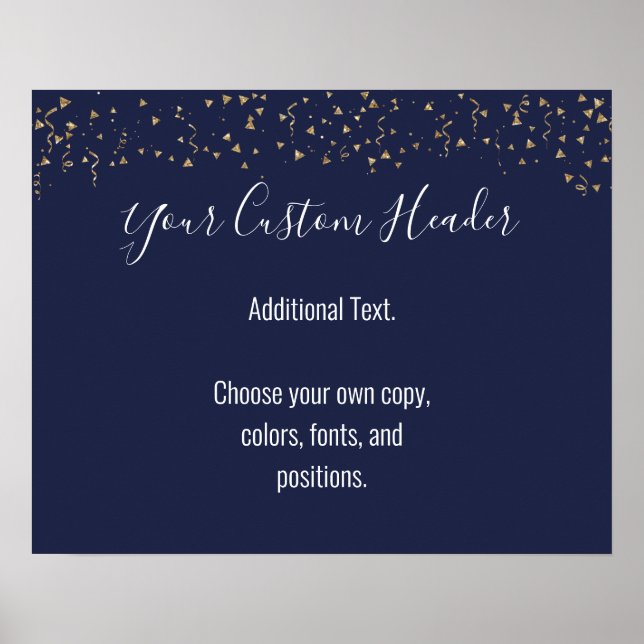 Affiche Gold Confetti Décontracté Navy Faites-Le Vous-Même (Devant)