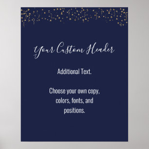 Affiche Gold Confetti Décontracté Navy Faites-Le Vous-Même