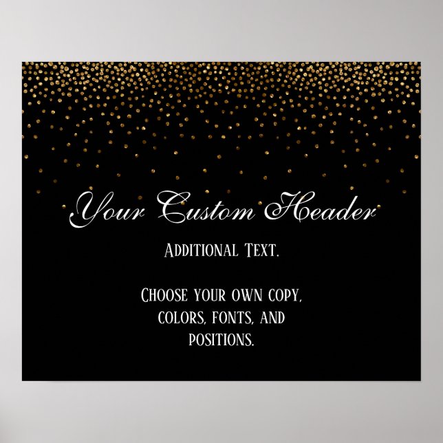 Affiche Gold Confetti Élégant Do It Yself Mariage Sign (Devant)
