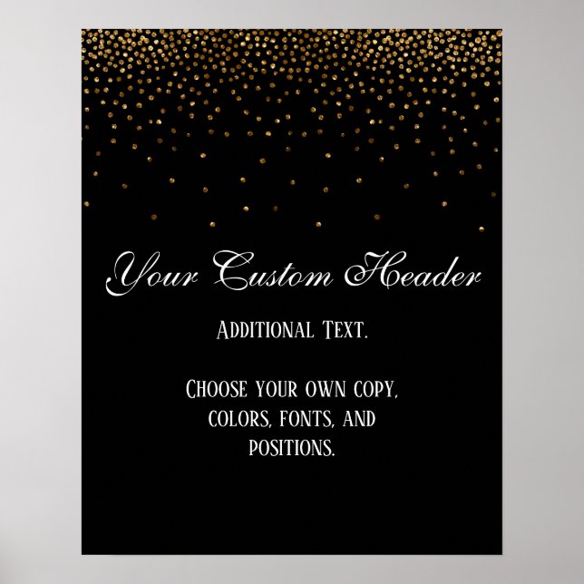 Affiche Gold Confetti Élégant Do It Yself Mariage Sign (Devant)