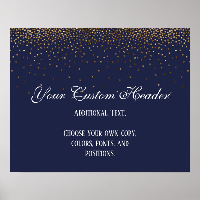 Affiche Gold Confetti Elegant Marine Le Faire Vous-Même Ma (Devant)