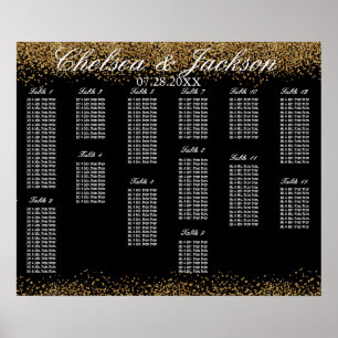 Affiche Gold Confetti et Black - 13 Seating Chart
