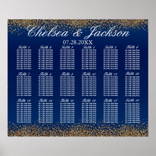Affiche Gold Confetti et Navy Blue -18 Seating Chart