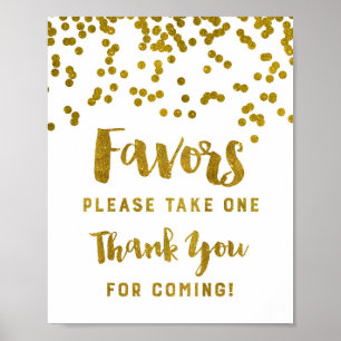 Affiche Gold Confetti Faveurs Signer Merci Pour Venir