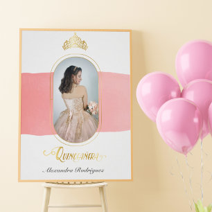 Affiche Gold et Rose rose photo Quinceanera