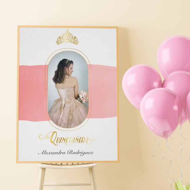 Affiche Gold et Rose rose photo Quinceanera (Créateur téléchargé)