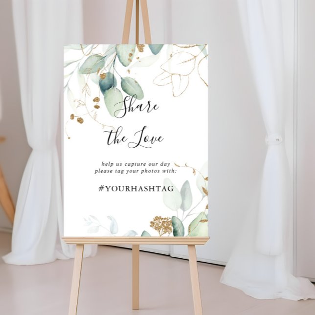 Affiche Gold Eucalyptus Partagez le hashtag Love (Créateur téléchargé)