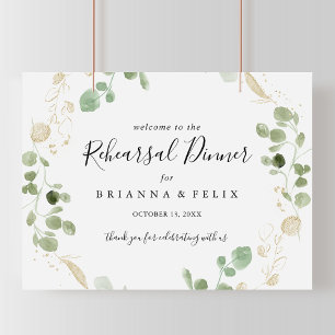 Affiche Gold Eucalyptus Rehearsal Dinner Welcome Sign