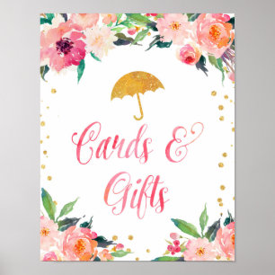 Affiche Gold Floral Avril Cartes de douche et cadeaux