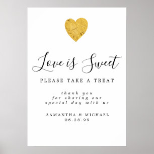 Affiche Gold Foil Love est Sweet Mariage Dessert Bar Sign