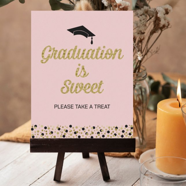 Affiche Gold Foil Script Graduation est Sweet Grad Sign (Créateur téléchargé)