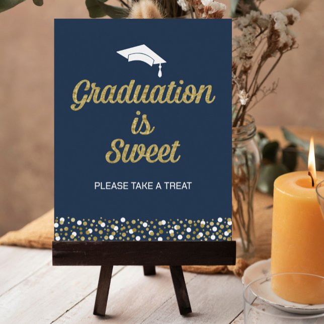 Affiche Gold Foil Script Graduation est Sweet Grad Sign (Créateur téléchargé)
