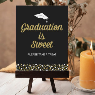 Affiche Gold Foil Script Graduation est Sweet Grad Sign