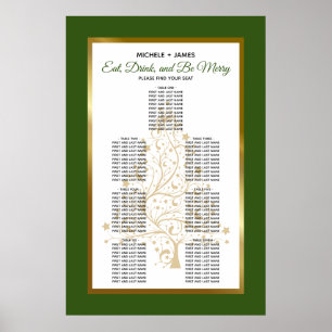 Affiche Gold Forest Green Winter Wedding Seating Chart