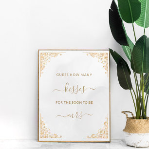 Affiche Gold Frame Ornate Creme Combien de Baisers Jeu