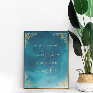 Affiche Gold Frame Ornate Turquoise Combien De Baisers Jeu