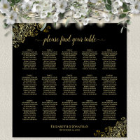 Gold Frills 15 Table Wedding Seating Chart Black