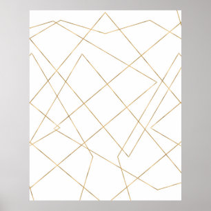 Affiche Gold Geometric Strokes Abstract