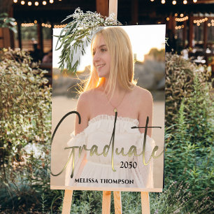 Affiche Gold Graduation Calligraphie Script Black Photo Pa