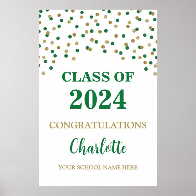 Affiche Gold Green Grad Party Custom 20x30 (Devant)