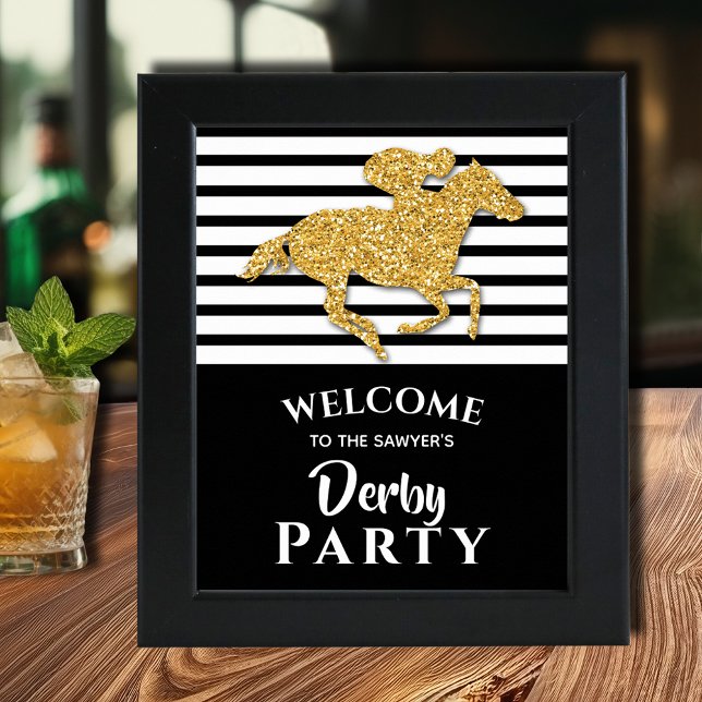 Affiche Gold Horse Derby Bienvenue (Gold racehorse Derby party Welcome poster INSTANT DOWNLOAD and/or PRINTED, (frame not included))