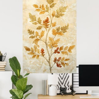 Affiche gold leaves blended with warmer tones