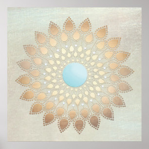 Affiche Gold Lotus Yoga et méditation