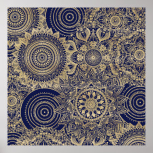 Affiche Gold Mandala Collection Design bleu