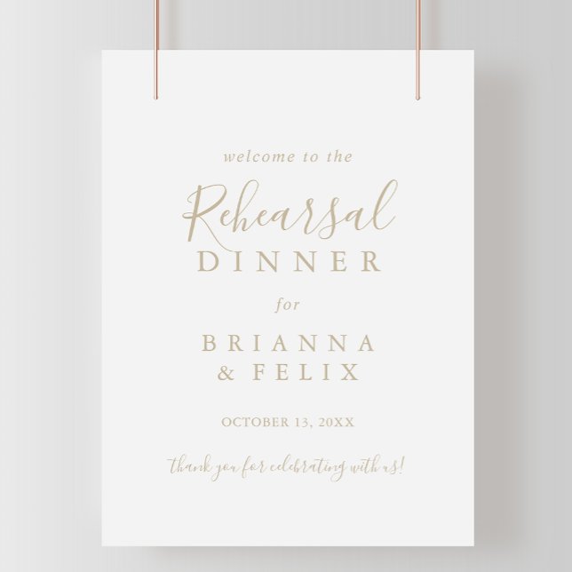 Affiche Gold Minimalist Rehearsal Dinner Welcome Sign (Créateur téléchargé)