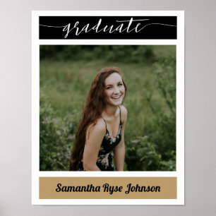 Affiche Gold Modern Block Photo Graduation