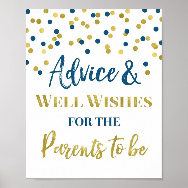 Affiche Gold Navy Blue Confetti Conseils pour les parents (Devant)